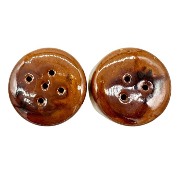 Vintage Ceramic Wheat Design Salt and Pepper Shakers Cork Stoppers Beige Brown - Picture 2 of 7